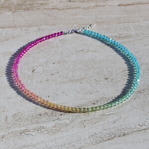 Rainbow Crystal Ombre Beaded Necklace